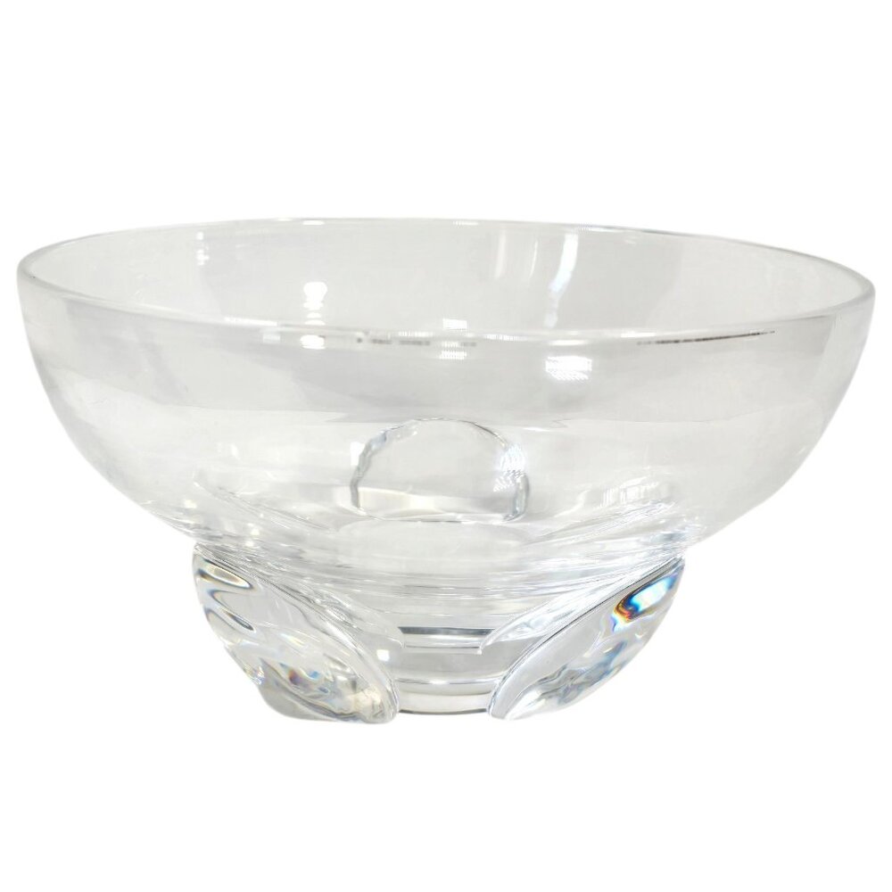 Steuben Bowl Thumbprint Glass Clear Crystal Signed Art Centerpiece 7 inch Luxury